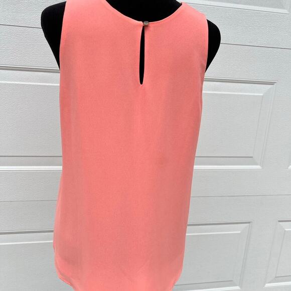 NAKED ZEBRA, criss cross strap tank top, coral sheer with lining. Women's size M - Picture 5 of 9